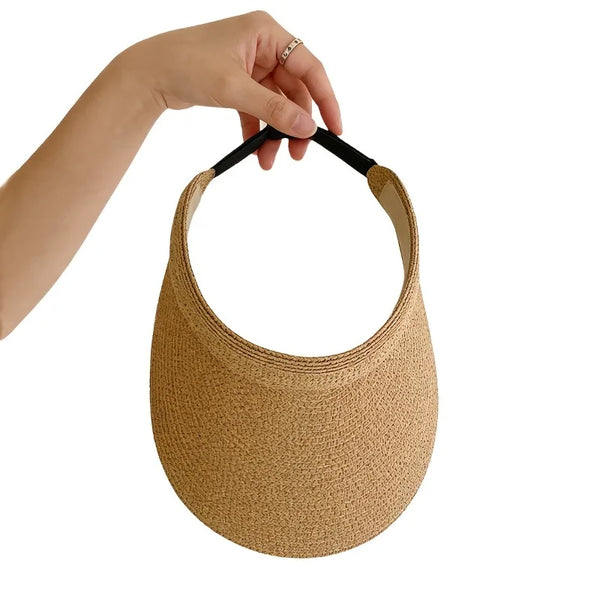 beige - Chapeau Paille Bord Large XXL Femme — Grand Format Pliable UPF