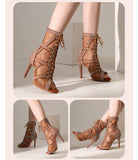 modele show marron - Chaussures de Danse Latine à Talons Hauts – Modèle LUNA II Strass Styletto Noir - Couleurs Lagon