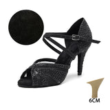 T6 noir - Chaussures de Danse Femme Strass Argent Noir | Couleurs Lagon
