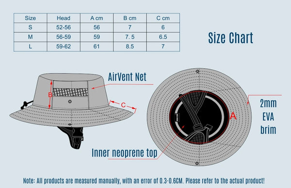tailles-Chapeau de Surf Anti-UV avec Mentonnière — Kitesurf, Pêche, Sport Nautique