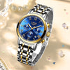 acier cadran bleu liseret or 2 - Montre Femme Luxe Chronographe LIGE AVIATOR - Couleurs Lagon