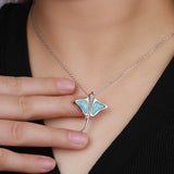 Pendentif pastenague argent 925 — texture larimar bleu lagon, vue de profil