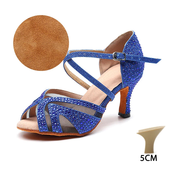 T5 bleu - Chaussures de Danse Femme Strass Bleu Rouge | Couleurs Lagon