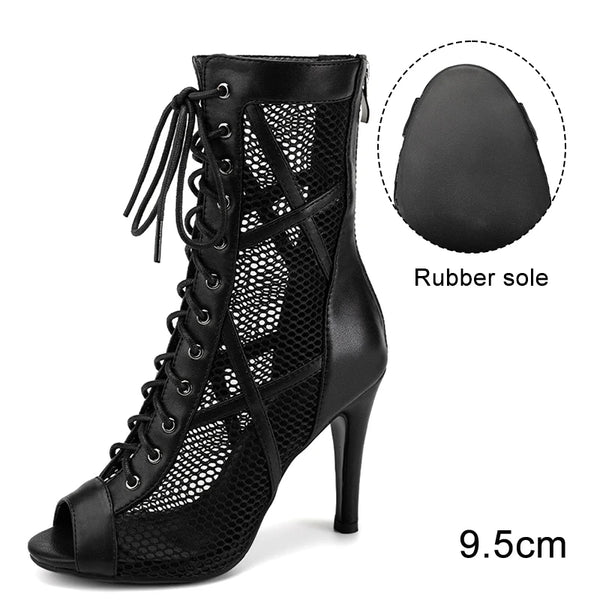 noir rubber 9.5 styletto - Chaussures de Danse Latine à Talons Hauts – Modèle LUNA II Brillant Indoor - Couleurs Lagon