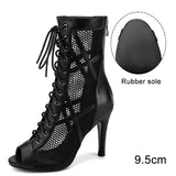noir PU 9.5 styletto - Chaussures de Danse Latine à Talons Hauts – Modèle LUNA II Brillant Outdoor - Couleurs Lagon