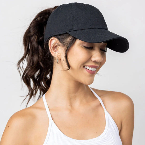 noir - Casquette Queue de Cheval Coton Lavé — Coloris & Filet