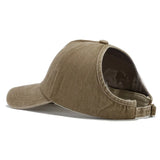 khaki - Casquette Queue de Cheval Coupe Large — Coton Lavé Ajustable
