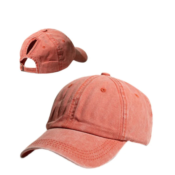 rouge delave - Casquette Queue de Cheval Coupe Large — Coton Lavé Ajustable