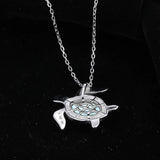 dessous poinçon - Pendentif Larimar Tortue de Mer en Argent 925 Massif - CL
