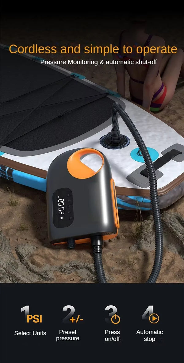 autonome facile d'emploi - Pompe Électrique Portable 20 PSI avec Éclairage et Batterie Rechargeable - COULEURS LAGON