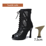 noir nubuck 7.5 cubain - Chaussures de Danse Latine à Talons Hauts – Modèle LUNA II Noir Rouge - Couleurs Lagon