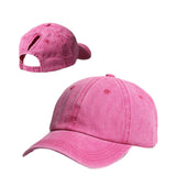 rose - Casquette Queue de Cheval Coupe Large — Coton Lavé Ajustable