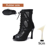 sem PU 9cm cubain noir - Chaussures de Danse Latine à Talons Hauts – Modèle LUNA II Noir Rouge - Couleurs Lagon