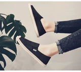 vue gauche noir - Espadrille respirante en toile tissée – Loafers homme d'inspiration chinoise, souples et légers - Couleurs Lagon