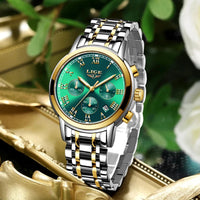 vert et feuillages - Montre Femme Luxe Chronographe LIGE AVIATOR - Couleurs Lagon