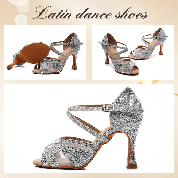 argent - Chaussures de Danse Femme Strass Bleu Rouge | Couleurs Lagon