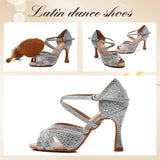 argent - Chaussures de Danse Femme Strass Bleu Rouge | Couleurs Lagon
