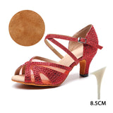 &8.5 rouge - Chaussures de Danse Femme Strass Bleu Rouge | Couleurs Lagon