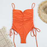 Monokini femme orange dos nu profond bretelles ajustables — Couleurs Lagon BLACKBIRD
