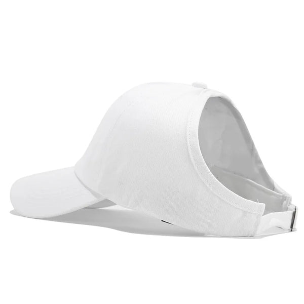 blanc - Casquette Queue de Cheval Coupe Large — Coton Lavé Ajustable
