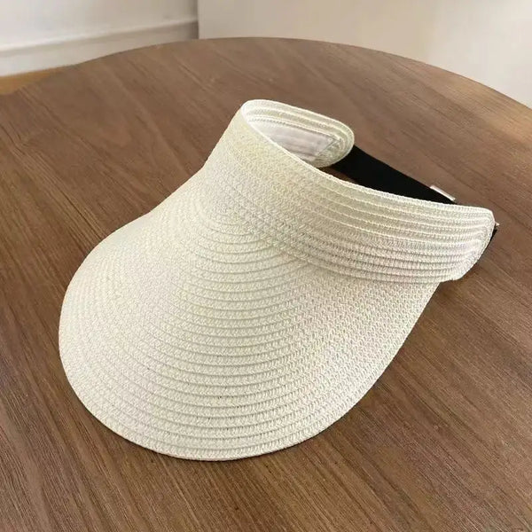 blanc - Chapeau Paille Bord Large XXL Femme — Grand Format Pliable UPF