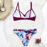 dos à plat - Bikini Push Up Floral Croisé Magenta - Couleurs Lagon