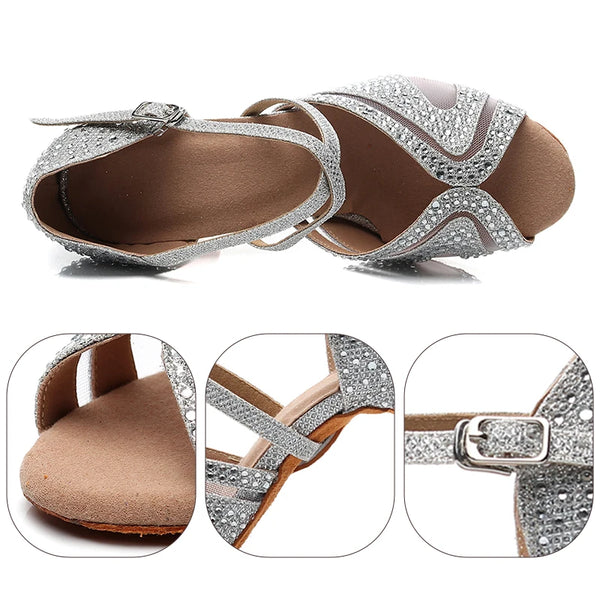 argent - Chaussures de Danse Femme Strass Bleu Rouge | Couleurs Lagon