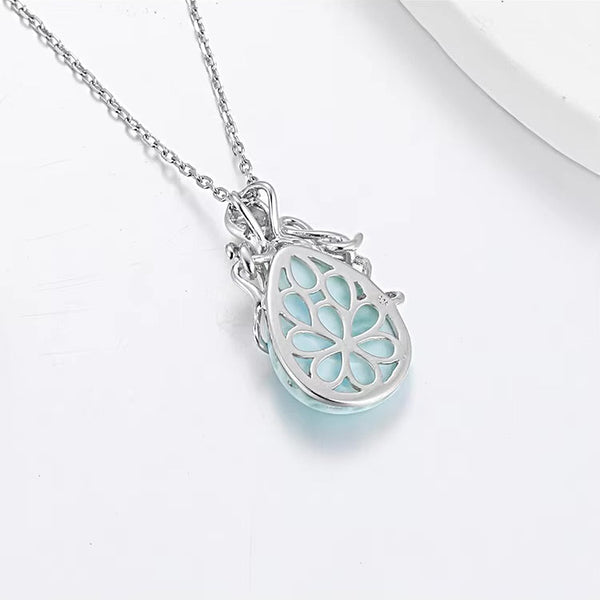 Pendentif Poulpe Argent s925 et Larimar - Couleurs Lagon - dos poinçon