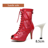 rouge nubuck 8.5 styletto - Chaussures de Danse Latine à Talons Hauts – Modèle LUNA II Noir Rouge b - Couleurs Lagon