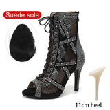 nubuck noir 11 styletto - Chaussures de Danse Latine à Talons Hauts – Modèle LUNA II Strass Styletto Beige - Couleurs Lagon