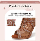 details produit - Chaussures de Danse Latine à Talons Hauts – Modèle LUNA II Strass Styletto Beige - Couleurs Lagon