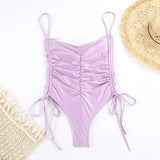 Détail dos nu monokini femme violet — Couleurs Lagon