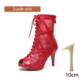 sem nubuck 10cm styletto rouge - Chaussures de Danse Latine à Talons Hauts – Modèle LUNA II Noir Rouge - Couleurs Lagon