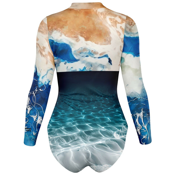 Combinaison surf femme manches longues MITI Caraco Bleu Marine — vue fantôme dos