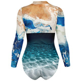 Combinaison surf femme manches longues MITI Caraco Bleu Marine — vue fantôme dos