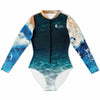 av a plat - Combi surf manches longues MITI caraco Bleu Marine Couleurs Lagon