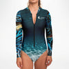zip av - Combi surf manches longues MITI caraco Benitier Bleu Oceanic Sombre - Couleurs Lagon