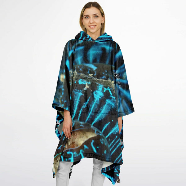 av femme - Poncho Plaid Polaire à Capuche – Flannel Surf & Cocooning | Couleurs Lagon