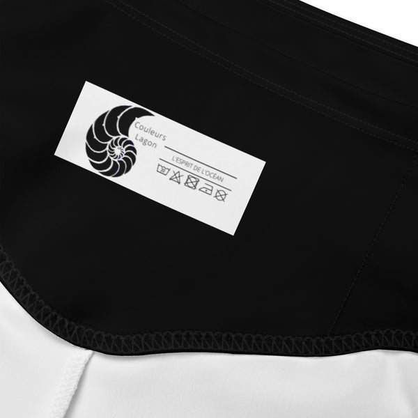 Couleurs Lagon - Surf Short Cycliste Taille Haute Noir 1 Poche - intérieur ceinture arrière étiquette marque