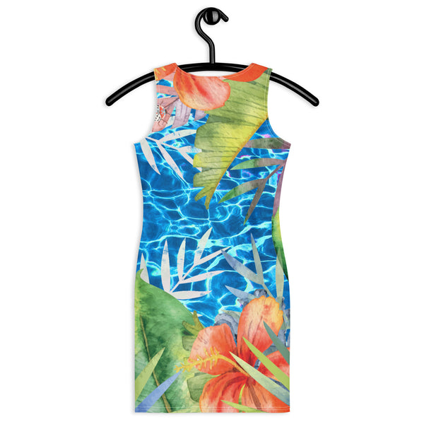 dos sur cintre - Robe moulante courte imprimée – Island Vibes | Mode Femme Été | COULEURS LAGON