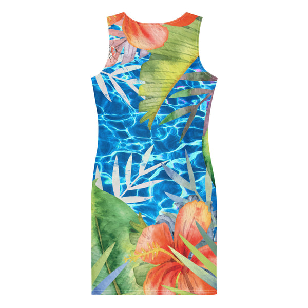 dos fb - Robe moulante courte imprimée – Island Vibes | Mode Femme Été | COULEURS LAGON