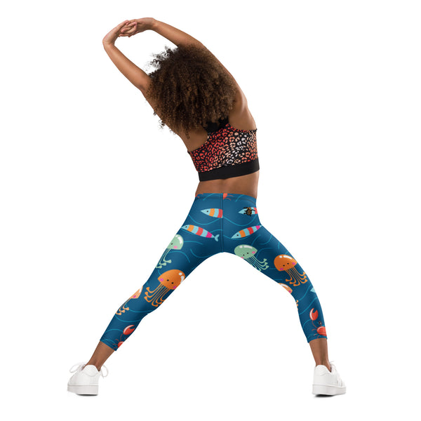 gym dos - Legging Pour Enfant Turtle Kids 2-7 Bleu Meduse - Couleurs Lagon