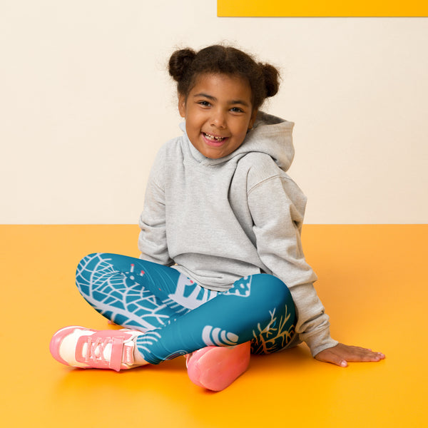 ecole - Legging Pour Enfant Turtle Kids 2-7 Bleu Corail - Couleurs Lagon