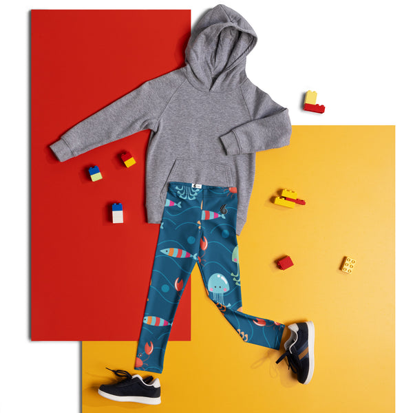 pres a plat - Legging Pour Enfant Turtle Kids 2-7 Bleu Meduse - Couleurs Lagon