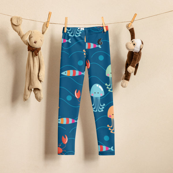 suspendu doudou - Legging Pour Enfant Turtle Kids 2-7 Bleu Meduse - Couleurs Lagon