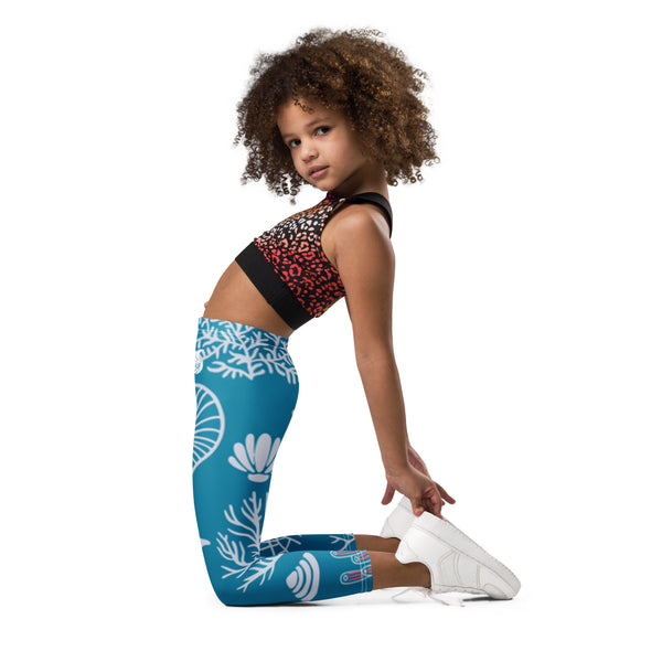 gauche gym - Legging Pour Enfant Turtle Kids 2-7 Bleu Corail - Couleurs Lagon