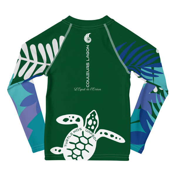 dos a plat - Lycra Manche Longue UPF50 Enfant 2-7 Foret Verte - Couleurs Lagon
