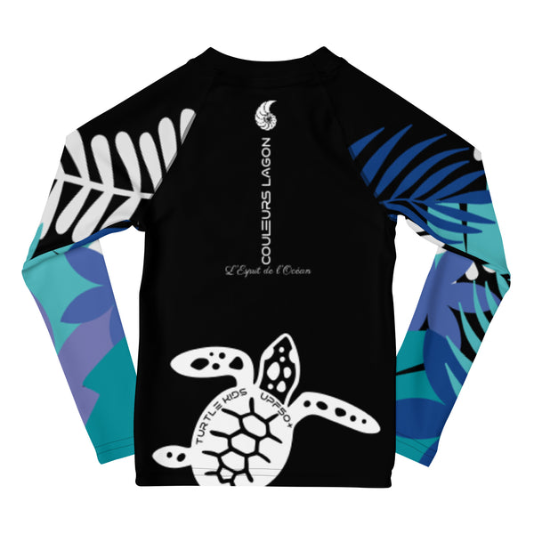 dos à plat - Lycra Manche Longue UPF50 Enfant 2-7 Noir - Couleurs Lagon