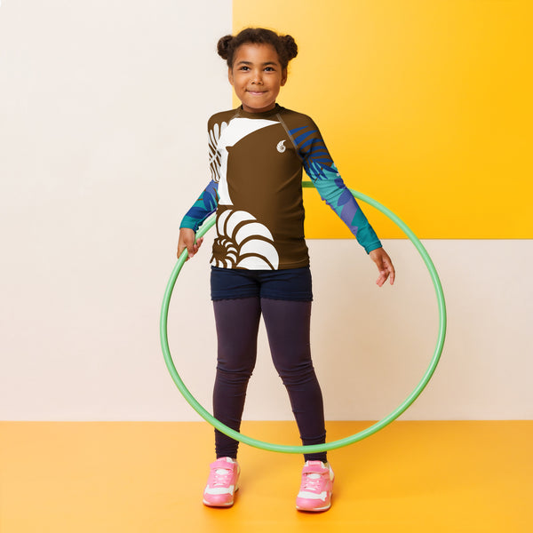 avant cerceau - Lycra Manche Longue UPF50 Enfant 2-7 Chocolat - Couleurs Lagon