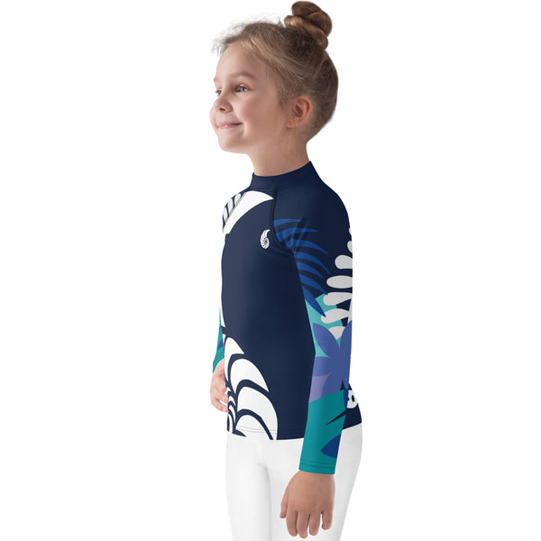 gauche - Lycra Manche Longue UPF50 Enfant 2-7 Bleu Marine - Couleurs Lagon